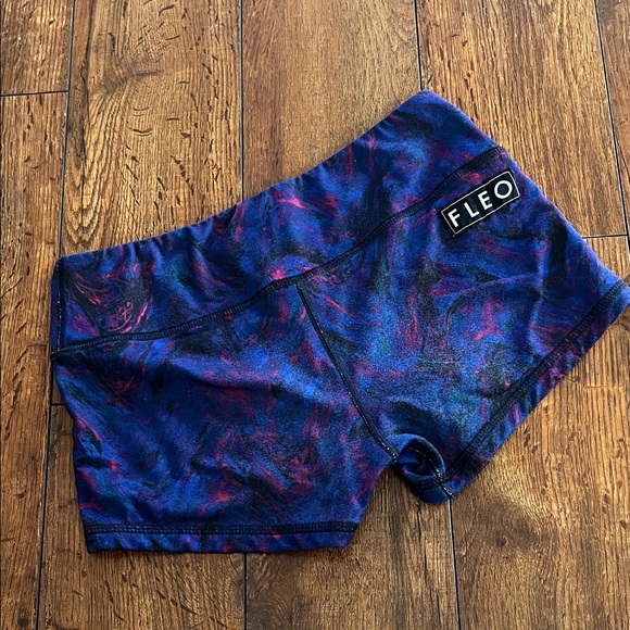 Fleo Pants - Fleo Women's Dynamic Blue and Pink Athletic Shorts